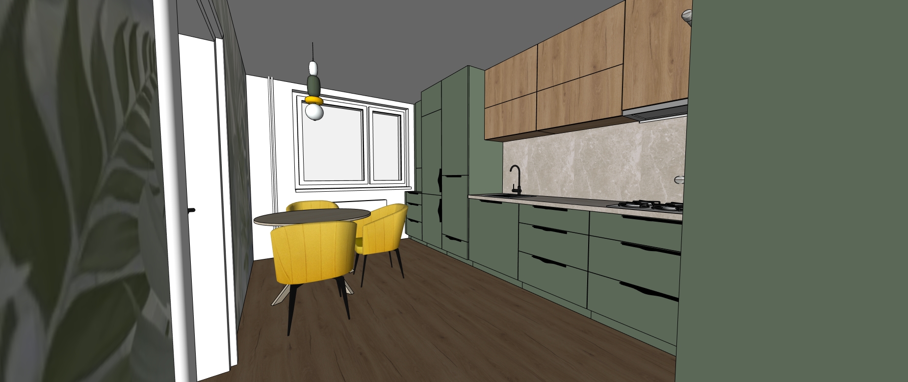 Projekt Glazerová - návrh kuchyně