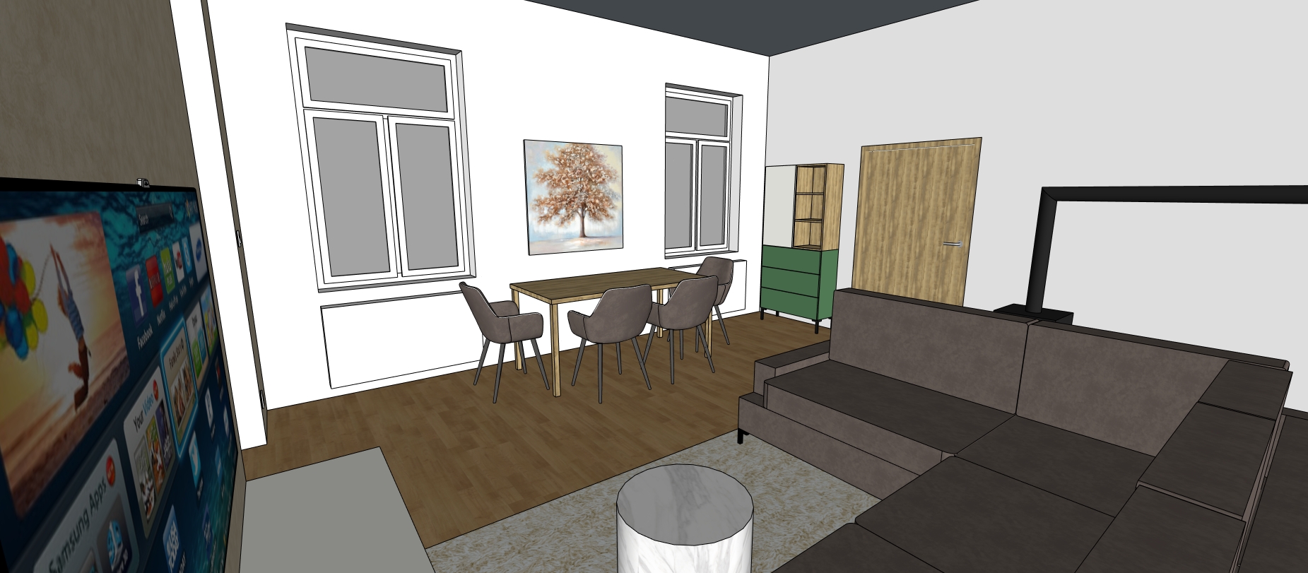 Projekt Částkovi - obývací pokoj